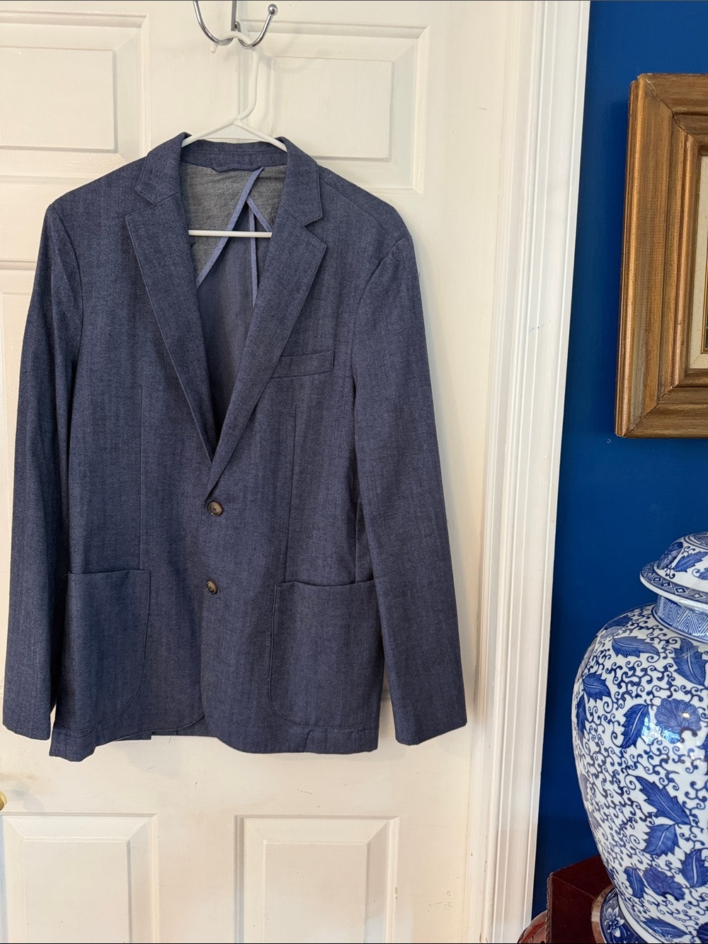 Men’s J.McLaughlin Blue Wool-Cotton Blazer Sport Coat Size 38R